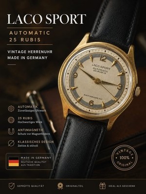 Laco-Sport Automatic Vintage 25 Rubis Armbandherrenuhr Original Läuft Genau 