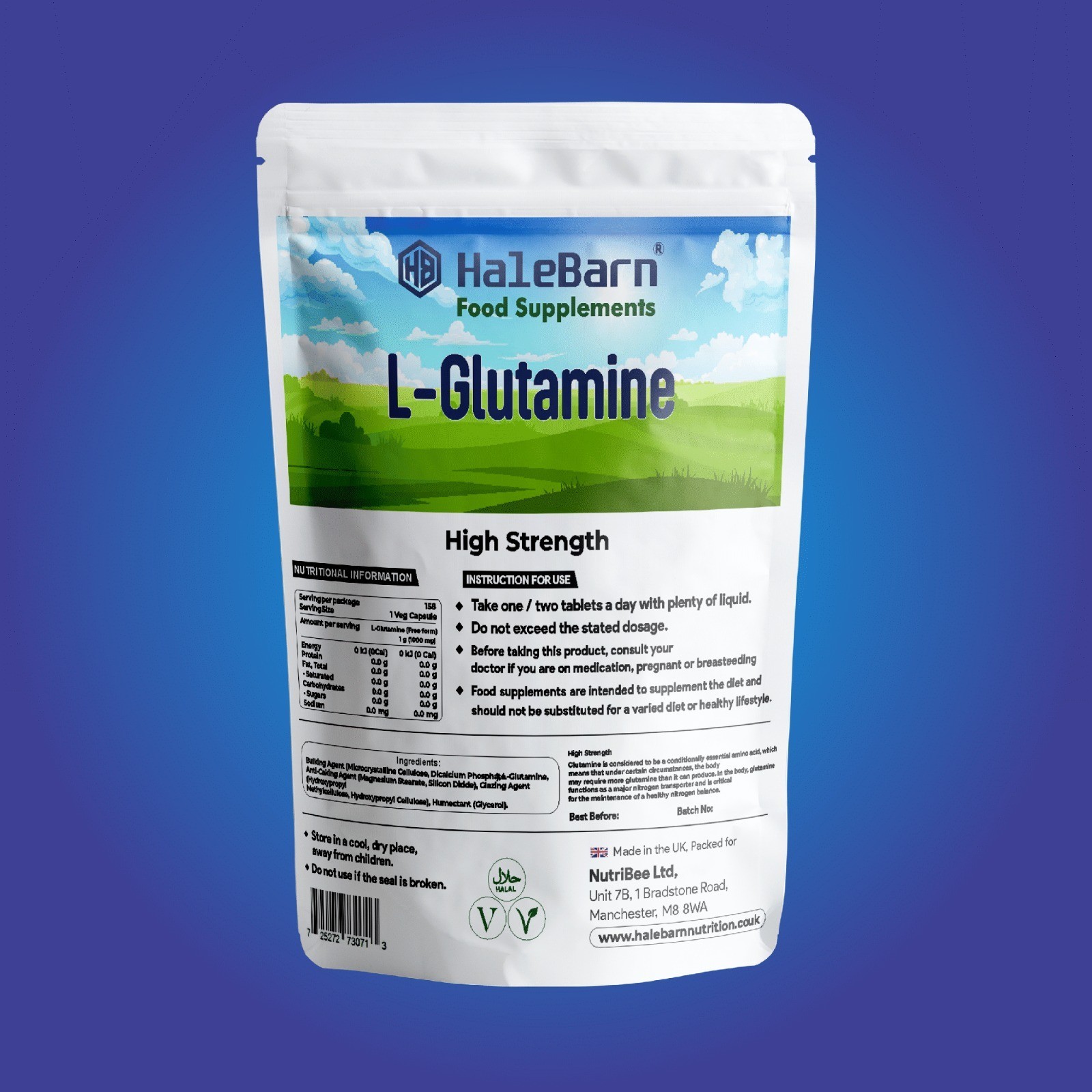 Ukhealthhouse (L-Glutamine Amino Acids 600Mg - 90 Capsules - Anabolic Support - Muscle Gain) L-Glutamine Amino Acids 600Mg Capsules - Image 2