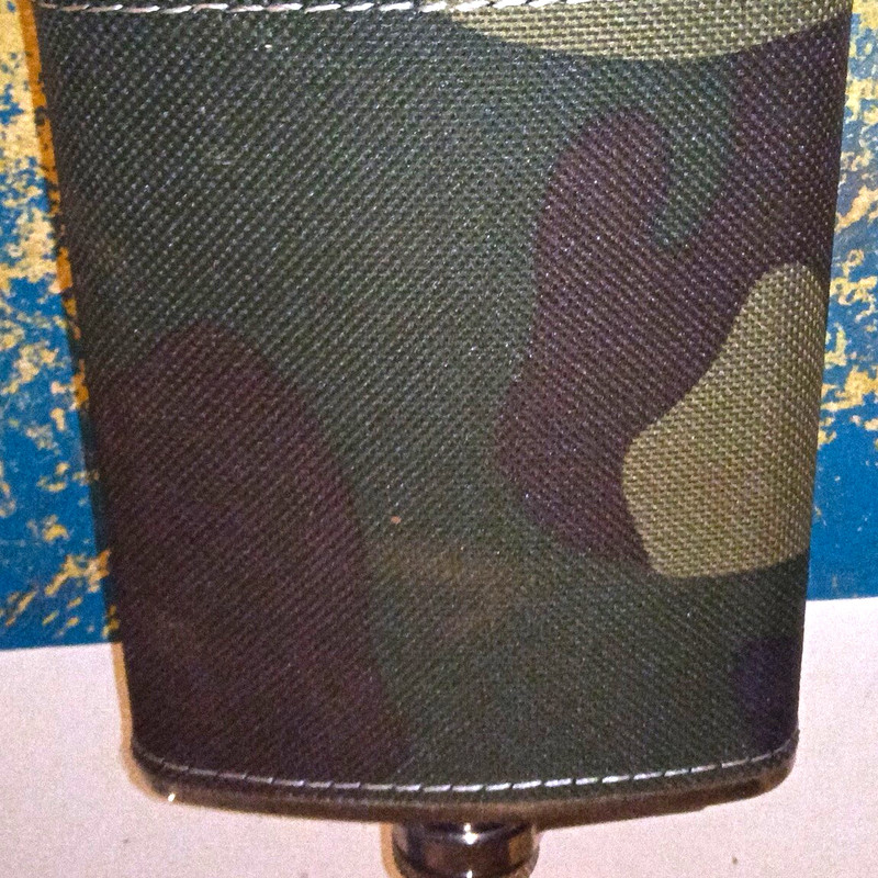 Camouflage Stainless Steel Hip Flask 6 oz with Screw Cap, Green/Black