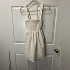 American Eagle Womens Cream Baby Doll w/ Smocking,Adjustable Straps. Sz XS Boho