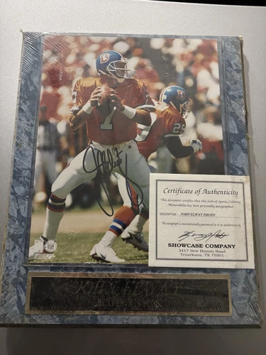 John Elway Signed Plaque