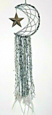 Crescent Moon Dream Catcher Wall Hanging 26" Star Celestial Bedroom Decor Silver