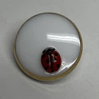 Vintage Le Chic Sewing Button Red Lady Bug Milk Glass