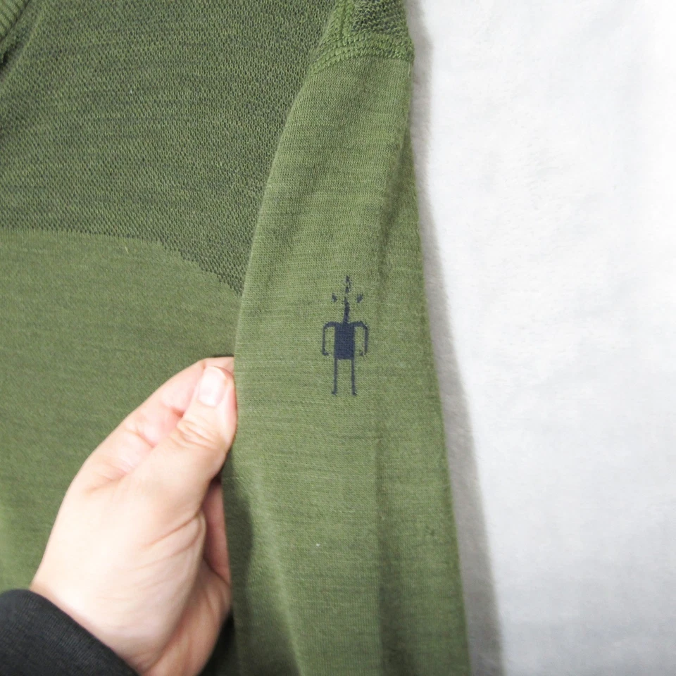 Smartwool Sweater Men's Medium Merino Wool Quarter Zip Pullover Green Intraknit - Image 4 of 4