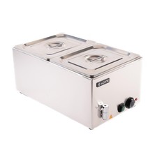 eZone Bain Marie G8710 w/Tap + 2x 1/2GN Pan & Lid Wet Heat Food Warmer 1.2kW
