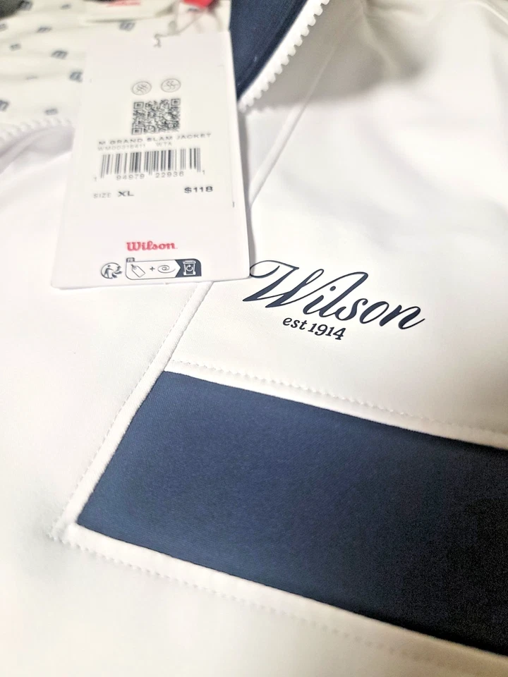 Chaqueta Wilson Grand Slam - XL para hombre - Chaqueta de calentamiento con cremallera completa - Blanco brillante Foto 3 de 4