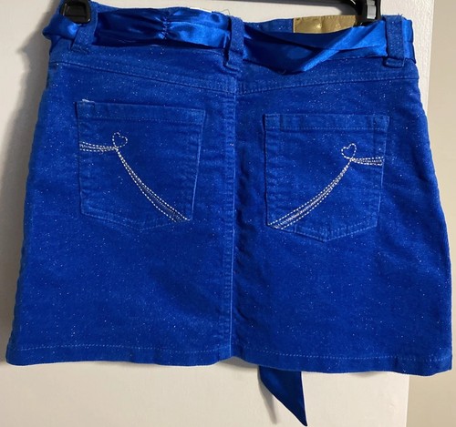 Blue Sparkly Stretch Skort Size 12 Satin Sash Belt Pockets The Children's Place - Picture 7 of 18