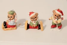 Homco Winter Bears Set of 3 Christmas Tree Ornaments 5513 Gift Home Interior 