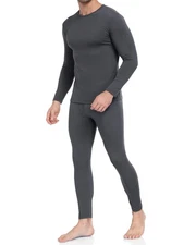Mens Thermal Long Johns Fleece Lined Base Layer Cold Weather Charcoal