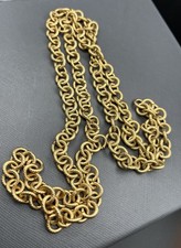 Vintage Chunky Link Rope Chain Necklace Gold Tone Opera Length Statement 36  70g