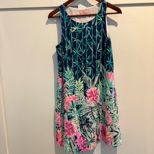 Lilly Pulitzer Silk Dress Small Jackie Slathouse Bamboo Floral Sleeveless Dress