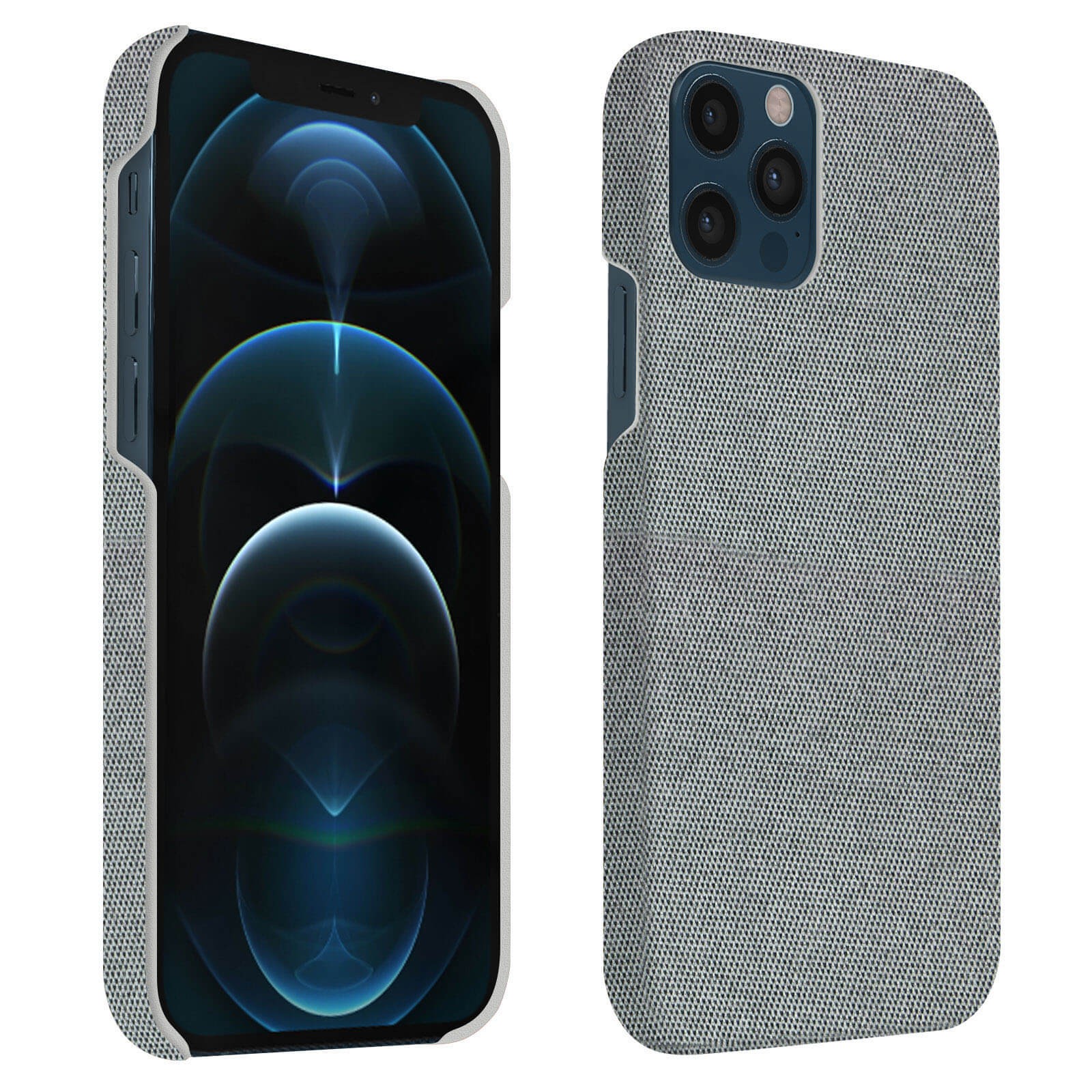 Coque iPhone 12 Pro en tissu premium gris clair élégant et chic