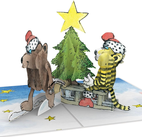 ® X Janosch Pop-Up Karte Weihnachten Weihnachtsbaum – Lustige 3D Weihnachtskarte-image