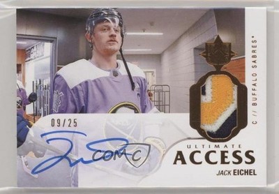 2018-19 Ultimate Collection Premium Materials Copper 9/25 Jack Eichel Auto 01g1