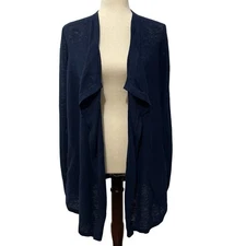Lilly Pulitzer Womens Chesapeake Cardigan Open Front Drape Sweater size S Navy