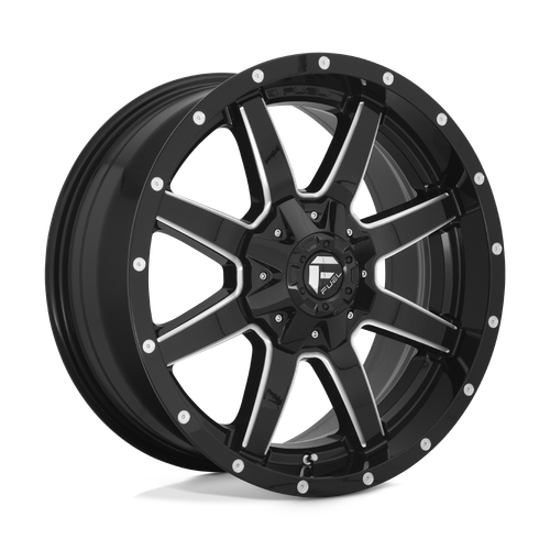 22x10 Fuel D610 Maverick Gloss Black Milled Wheels 8x6.5 (-24mm) Set of 4 - Foto 1 di 5