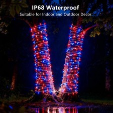 Outdoor String Lights for for 4th of July Memorial Day Decorations Yard Garden