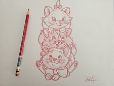 Disney Aristocats Marie Berlioz Toulouse Drawing/Sketch Trading Pin Art 