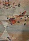 Luxury Japanese Kimono Fabric Silk Sash Belt, Birds with floral motifs, Silver/g — photo 7