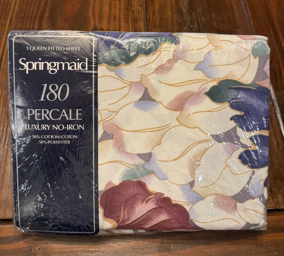 NOVO Conjunto de Lençóis Queen Vintage SPRINGMAID Montado Mola Plana Joia II Lilás Selado  - Imagem 2 de 4