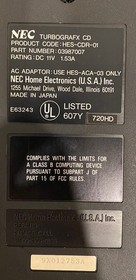 1990 NEC TURBOGRAFX-16 CD-ROM SYSTEM CONSOLE ADD-ON HES-CDR-01-C OEM TESTED B