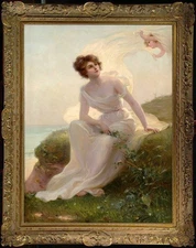 Handmade Old Master-Art Antique Oil Painting girl Fairy angel on canvas 24"x36"