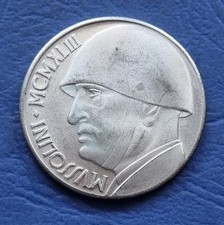 MEDAGLIA COMMEMORATIVA NON É MONETA! MUSSOLINI MCMXLIII SOUVENIR PSEUDO LIRE 20