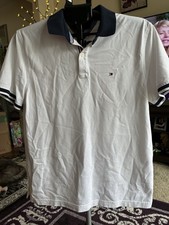Tommy Hilfiger Mens Polo Large Custom Fit White Embroidered Logo Short Sleeve
