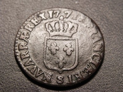 France, Louis XV, Demi sol à la vieille tête, 1/2 Sol, 1771 S , Reim