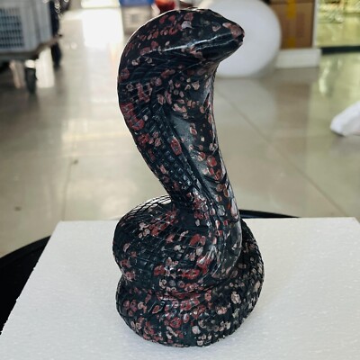 3.19LB Natural crystal Plum flower stone carved cobra decoration reiki