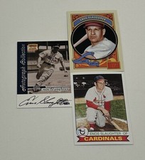 Enos Slaughter Cardinals Greats Signed/ Golden Age/ Topps (3) Card Lot!