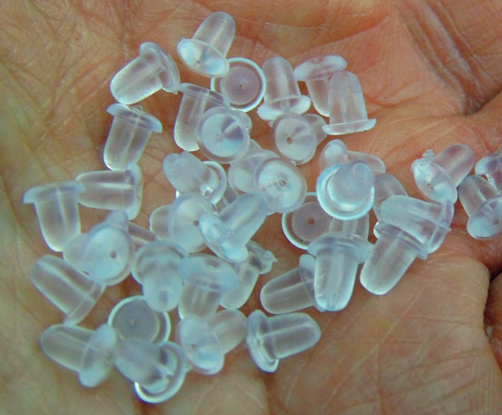 100 Small EAR Earring NUTS Keepers Backs ~ Soft Clear Bell Bullet Shape 4x5mm