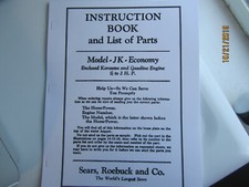 1931 Sears Economy model JK 1 1/2HP Gas Kero Engine  Instruction/Parts Manual 