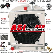 3 ROW Radiator Shroud+Fan Relay For 1928-1932 Ford hot rod chopped Ford 302 V8