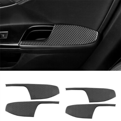 4Pcs Real Carbon fiber door armrest panel Cover Trim for  Acord 2013-2017
