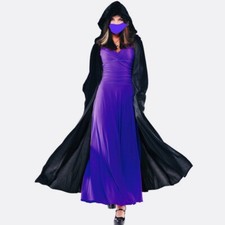 Hooded Black Velveteen Unisex Cape , Adult, Crushed Cloak Deluxe, One size