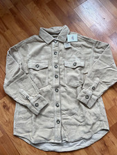 $198 Nwt Faherty Women M Shirt Jacket Shacket Cream Cotton Heavyweight