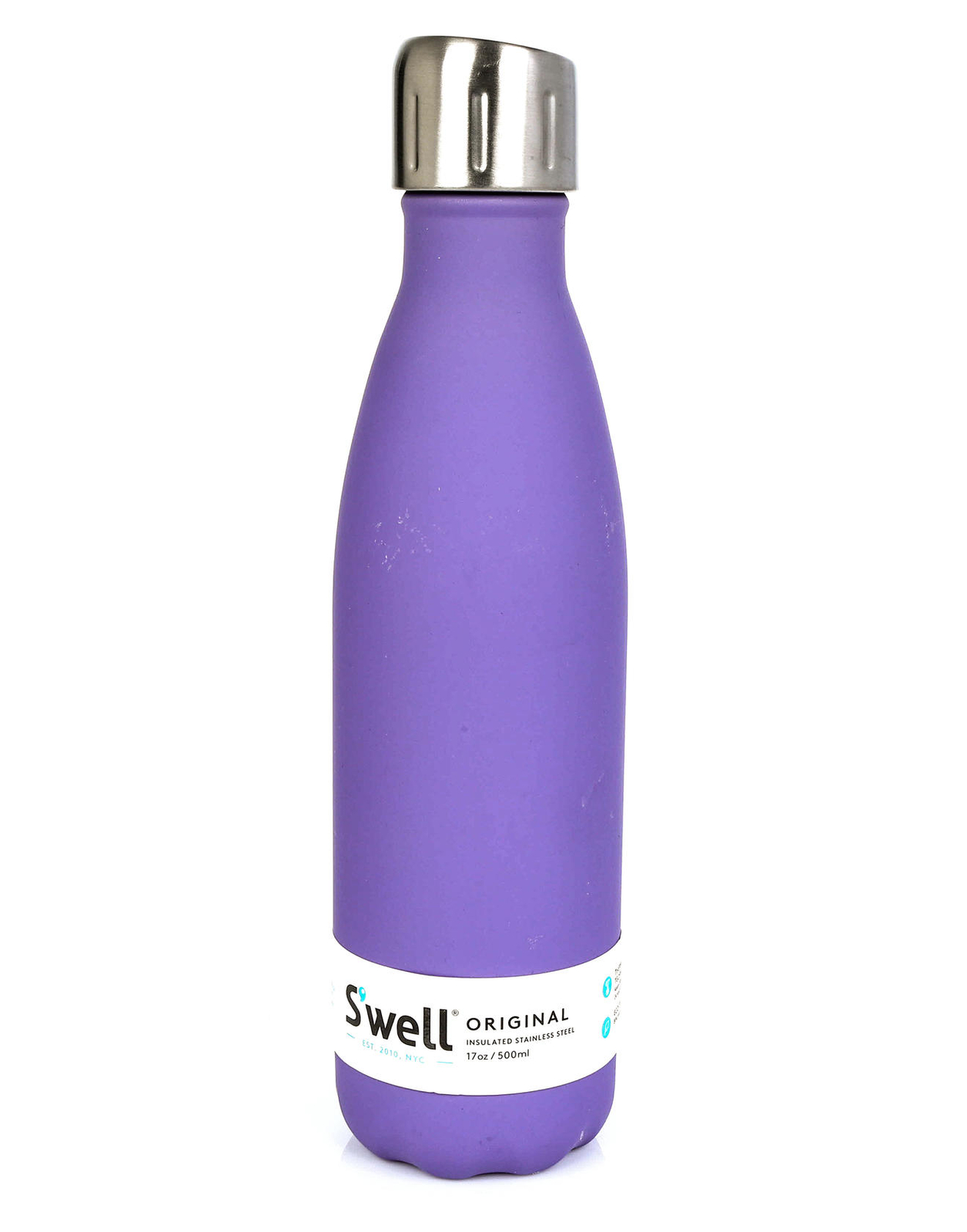 S'well 280996 Stainless Steel Water Bottle 17 Fl Oz, Soft Touch Purple Heat