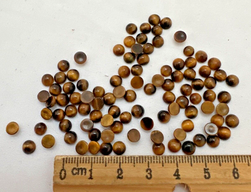100 pezzi di cabochon tondi occhio di tigre da 5 mm OB4 - Foto 2 di 4