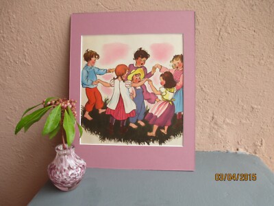 vintage illustration of nursery song ''Farmer in the Dell'' by Pelagie Doane 1931