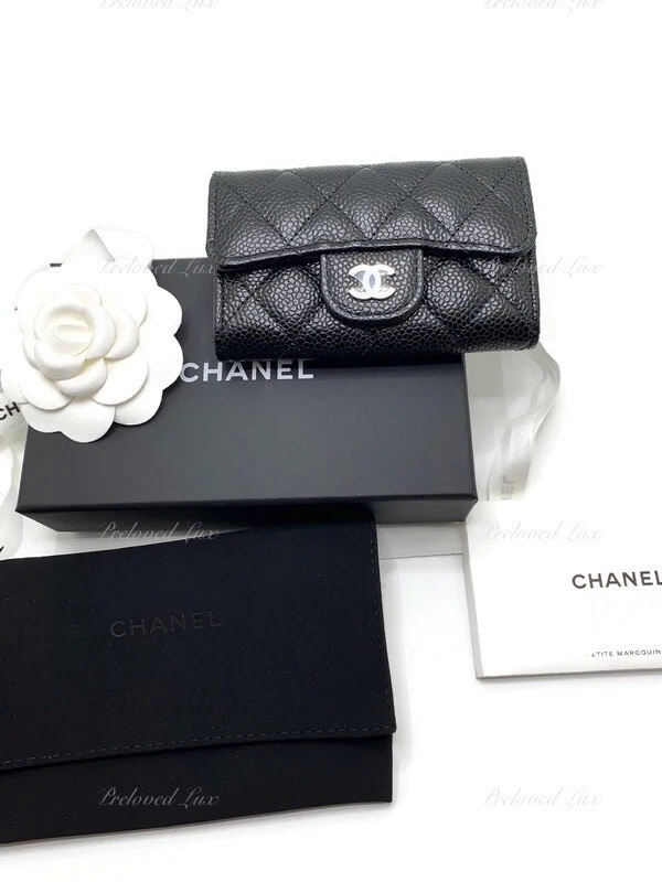 Caviar quilted flap card holder black Clearance