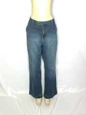 VINTAGE LANDS END STONEWASHED ORIGINAL FIT TROUSER LEG DENIM JEAN SIZE 16