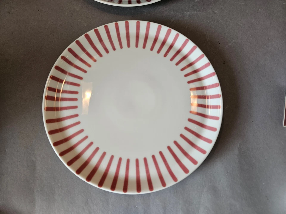 vintage 3x Teller Kuchenteller  D 19,3 cm Melitta Zürich Streifen Rot Porzellan - Bild 2 von 4