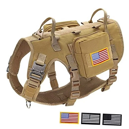 Dog Harness Medium Sized Dog,Tactical L:Chest 21.5-45.0",Neck 19.5-39.0" Brown Dog Harness Medium Sized Dog,Tactical L:Chest 21.5-45.0",Neck 19.5-39.0" Brown