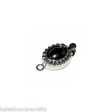 JEWELRY NECKLACE CLASPS LOCKING METAL CLASP 10X13MM HEMATITE STONE CENTER MC4
