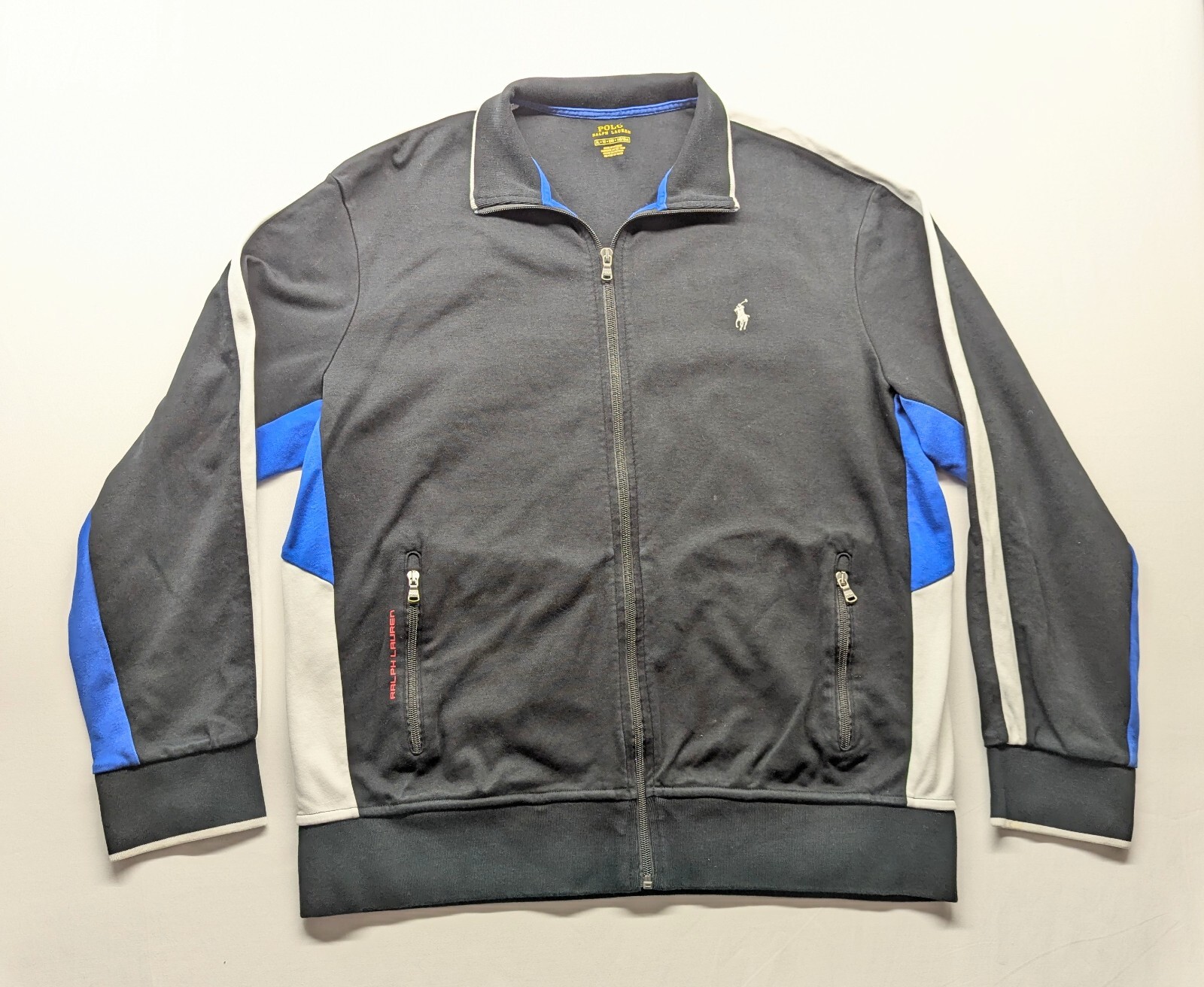 Polo Ralph Lauren Performance Jacket Uomo Large XL Pista Full Zip Tasche Pony