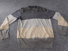 Sean John Sweater Mens XL Extra Large Y2K Gray striped V-neck