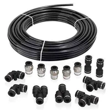 Air Line Tubing Kit 1/4'' OD 50ft Nylon Hose 1/4'' NPT Push to Connect Fittings