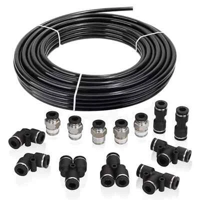 LOKOCAR Air Line Tubing Kit 1/4'' OD 50ft Nylon Hose 1/4'' NPT Push to Connect Fittings