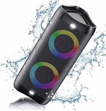 Portable Bluetooth Speaker with Lights, 30W Stereo Sound, Bass Boost, IPX5 Wa...